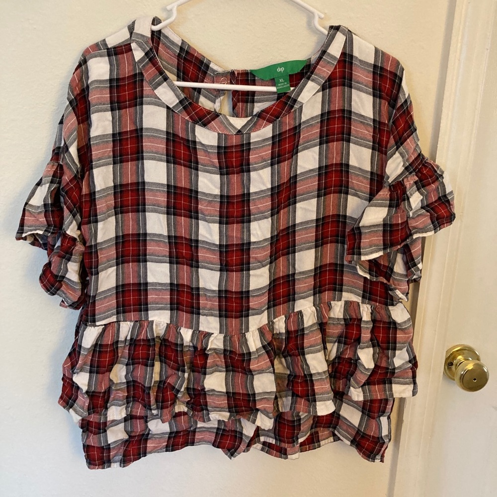 Plaid Peplum Blouse